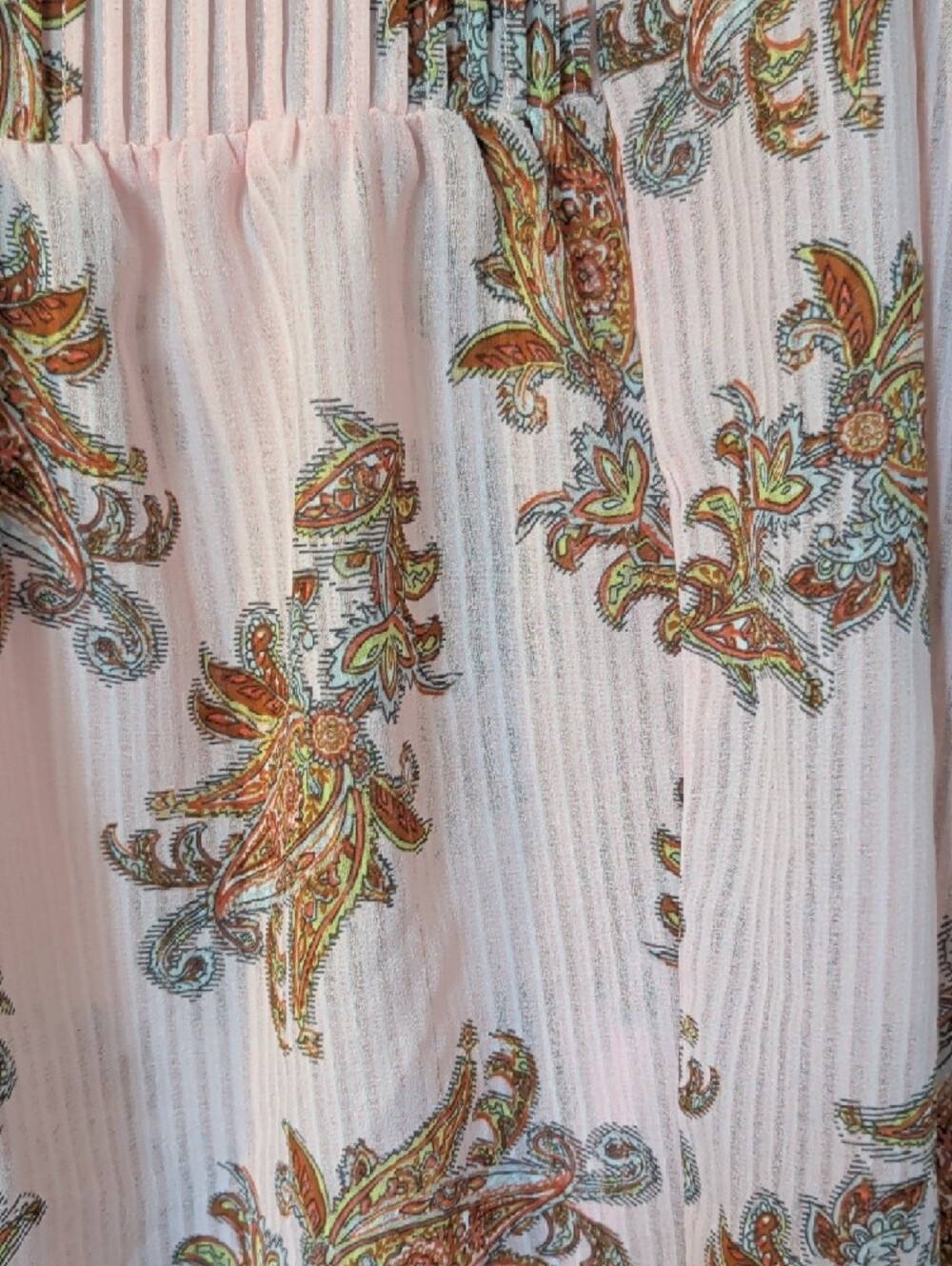 1X Ophelia Roe Light Pink Paisley Pleated Peasant Blouse - Picture 2 of 4